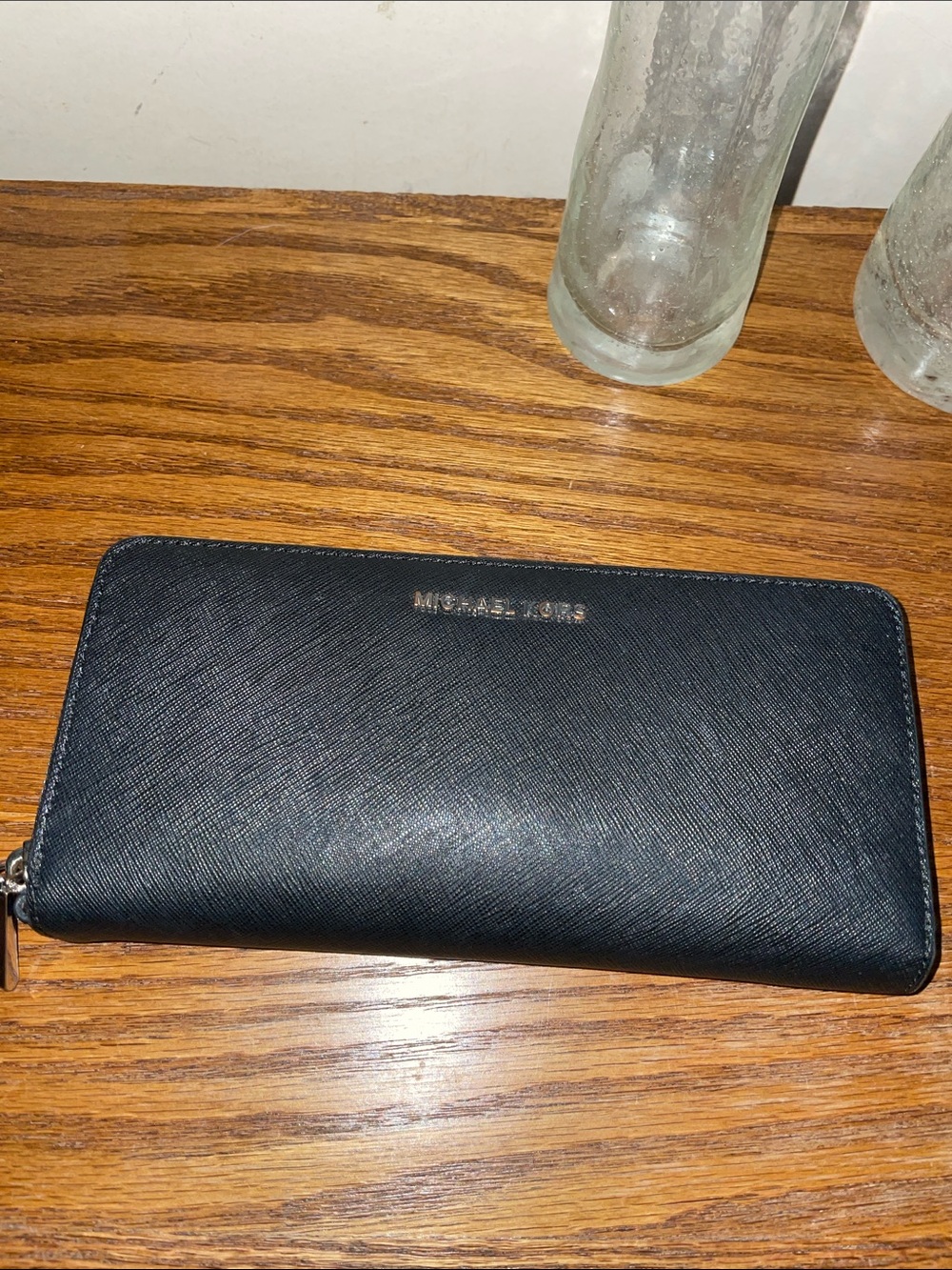 Michael Kors Black Cross Grain Zip-Around Wallet